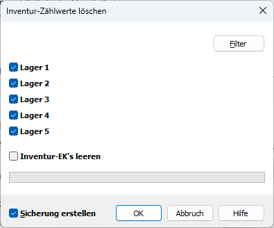 Dialog zum Löschen der alten Inventurzählwerte